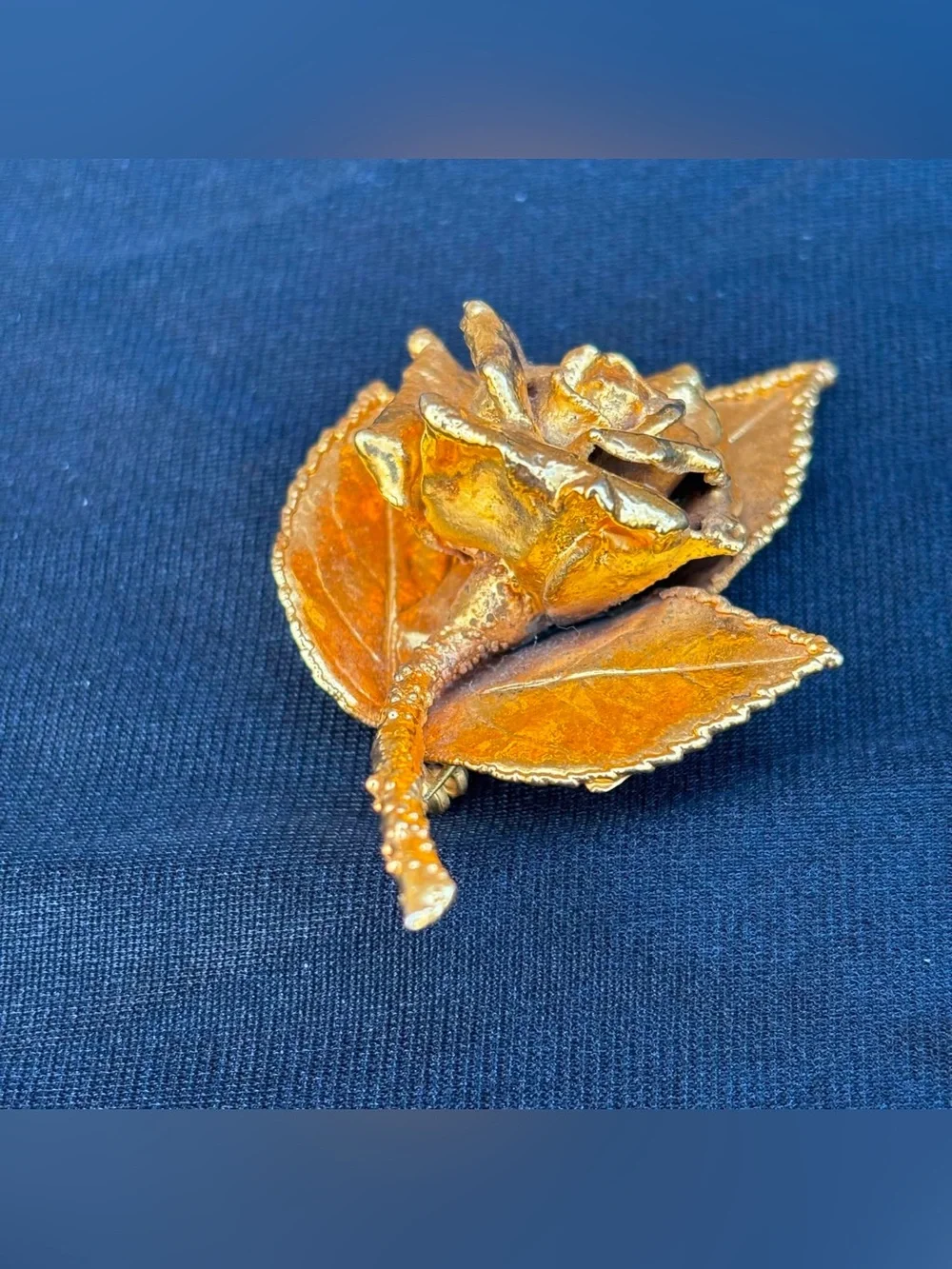 Signed Microns Pin Brooch Gold Tone Foiled Rose & Large Wired Sunflower Brooch